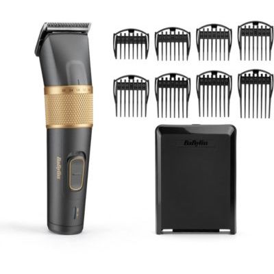 BaByliss - E987E - Tondeuse cheveux Graphite Precision - Lame en graphite ultra-durable - Utilisation avec ou sans fil - 26 hauteurs de coupe et 8 sabots cheveux - Rapidité et efficacité de coupe.