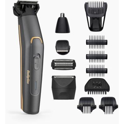 BaByliss - MT987E - Tondeuse multi-usages Graphite Precision 12 en 1- Sans fil - Lame en graphite ultra-durable - Waterproof - Pour entretenir visage et corps avec un seul appareil