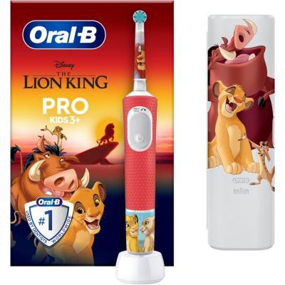 Oral-B Brosse à Dents Electrique Pro Kids, Roi Lion, Brossette, Multicolore | 2 Modes de Brossage pour Enfants de 3 Ans et Plus, Tête Ronde Douce sur les Gencives, Disney Magic Timer, Etui