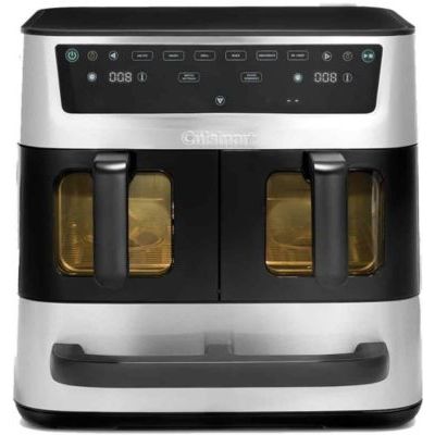 Cuisinart Tri Zone Air fryer et Four 13,6 L sans PFAS, 3 zones, 2 paniers 4,3L + four 5L, 9 fonctions : airfryer, rôtir, griller, cuire, réchauffer, déshydrater, pizza, toast, manuel, Acier inoxydable