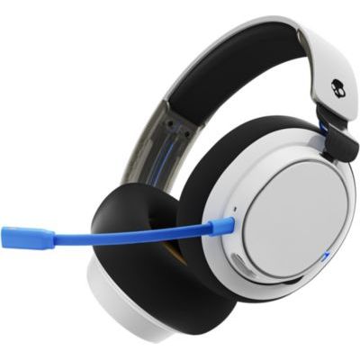 Skullcandy SLYR Pro Casque de Gaming Multiplateforme Supra-Auriculaire sans Fil avec Transmetteur USB-A à Latence Ultrabasse, Compatible avec PlayStation ou Xbox, PC, Nintendo Switch - White/Bleu