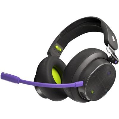 Skullcandy PLYR Casque de jeu supra-auriculaire sans fil multi-plateforme, perception sonore améliorée, batterie 24 heures, microphone AI, fonctionne avec Xbox PlayStation et PC, noir/violet Digi-Hype
