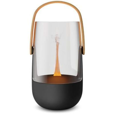 Stadler Form diffuseur d’arômes et Lanterne Sophie, sans Fil | Huiles essentielles, pour l’intérieur et l’extérieur, effet de flamme, jusqu’à 11 h d’autonomie, noir avec poignée en bambou