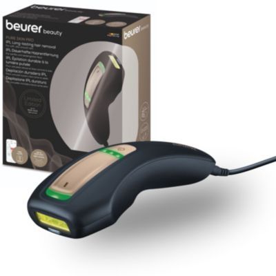 Beurer IPL 5800 Pure Skin Pro Épilateur à la lumière pulsée longue durée, utilisation sur corps, visage, maillot, avec application, noir