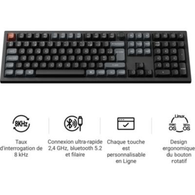 Keychron - Clavier Gamer Sans Fil  V6 Ultra 8k Swappable Rgb Backlight