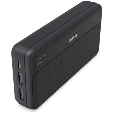 Hama Batterie Externe 20000mAh USB-C, Indicateur LED, Sorties 2xUSB-A, Gris | Power Bank Compact Certifié Avion, Indicateur Charge, Batterie de Secours Universelle Smartphone Tablette Écouteurs Enceintes