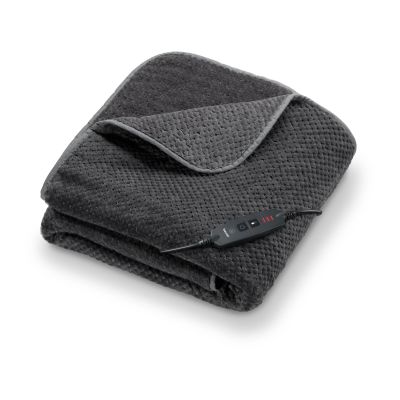 Beurer HD 65 couverture chauffante, couverture chauffante douillette avec 3 niveaux de température, avec arrêt automatique et système de sécurité, lavable en machine à 30 °C, made en Europe, gris