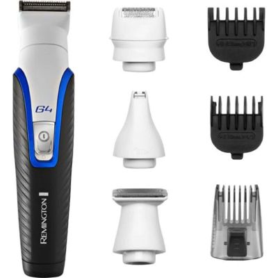 Remington Tondeuse Barbe [Multifonction Cheveux,Visage&Corps] Graphite Series G4 (Lames Graphite,Précision, 4 têtes interchangeables,Sabots ajustables 0,5-20mm,Secteur/SansFil 90min) Tondeuse PG4000