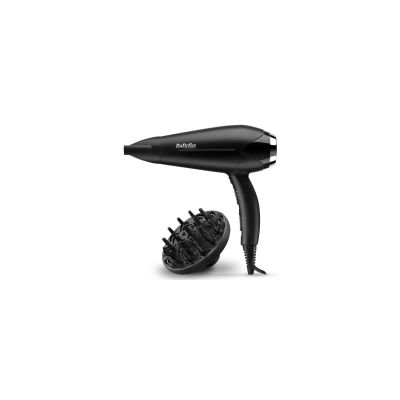 BaByliss Sèche-cheveux Turbo Smooth - Sèche-cheveux puissant de 2200W, Diffuseur large, Technologie ionique anti-frisottis, 3 réglages de température et 2 réglages de vitesse, noir, D572DE