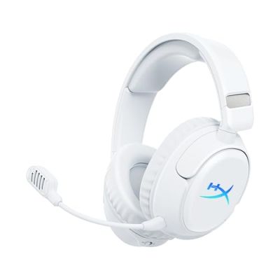 Casque Gaming sans Fil HyperX Cloud Flight 2 Blanc pour PlayStation | Batterie jusqu'à 100 heures, sans fil 2,4 GHz, Bluetooth, Instant Pair, PC/PS/Switch, blanc