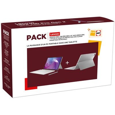 Pack Tablette Lenovo Idea Tab Pro Gen 2 13'' 256 Go Gris Nuage + Clavier 2-en-1 + Stylet