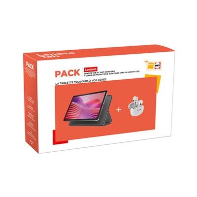 Pack Tablette Lenovo Tab 10,1" 64 Go Gris Luna + Etui Folio + Ecouteurs E310