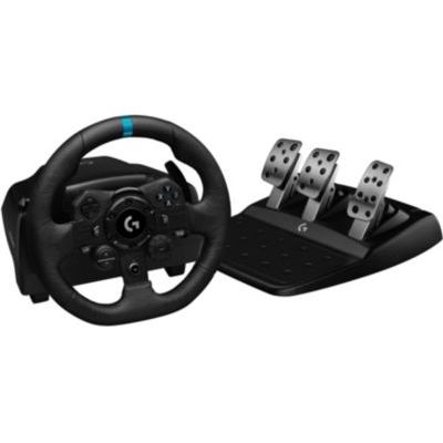 Logitech G G923, volant de course et pédales pour PC - Noir | TRUEFORCE up to 1000 Hz Force Feedback, Responsive Pedal, Dual Clutch Launch Control, and Genuine Leather Wheel Cover