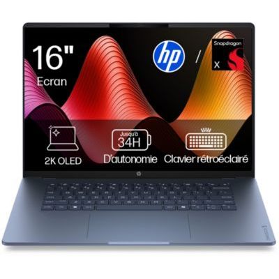 Hp - Ordinateur Portable  Omnibook 5 Ngai 16-Bf0002nfx 16" Oled Snapdragon X 16 Go Ram Lpddr5x Ssd 256 Go