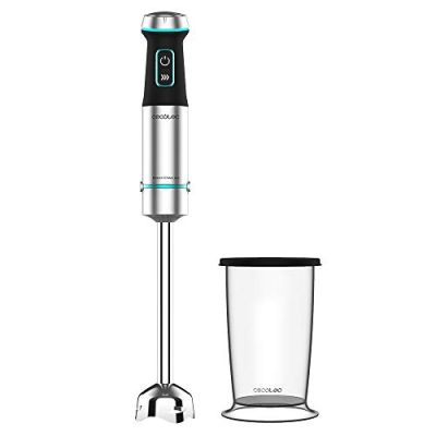 Cecotec Mixeur Plongeant Power TitanBlack 1200 XL. 1200W, Technologie CrossBlades avec lames Revêtues en Titane noir, Cloche anti-éclaboussures, Sélecteur de vitesse progressif, Pied XL