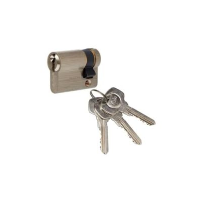 Yale YC500+ Demi-Cylindre de Serrure 30x10 mm, 5 Goupilles - Porte Extérieure, Porte d'Entrée, Porte de Garage - 3 Clés, nickelé