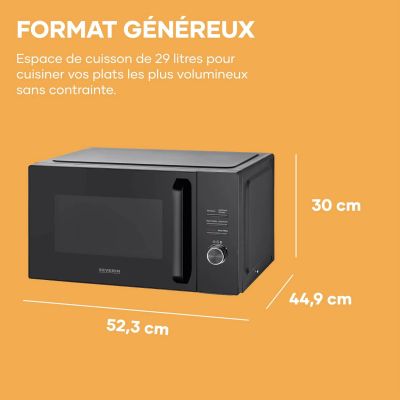 SEVERIN Four à Micro-ondes avec Gril et Air Chaud, 29L, 900W, 7 programmes, Minuterie 95 mn, Plateau Tournant 31,5cm, Noir, MW 7798