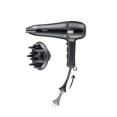 Sèche-cheveux avec câble rétractable - SEVERIN HT 0165 Noir - Diffuseur & Concentrateur - 2100 W - 3 niveaux de température