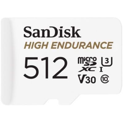 Carte microSD Haute résistance de vidéosurveillance SanDisk 512 Go + Adaptateur SD, jusqu'à 100 Mo/s, Class 10, U3, V30