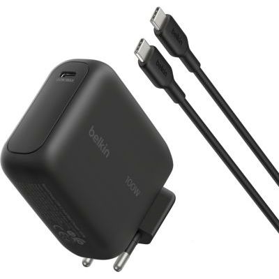 Chargeur Ordinateur Portable Belkin Usb-C 100w Gan + Cable Usb-C 1.5m Blanc