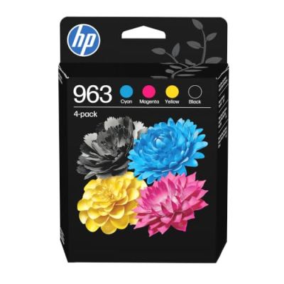 HP 963 Pack de 4 cartouches dencre noire cyan jaune et magenta authentiques (6ZC70AE) - Pour HP OfficeJet Pro 9010 / 9020 series