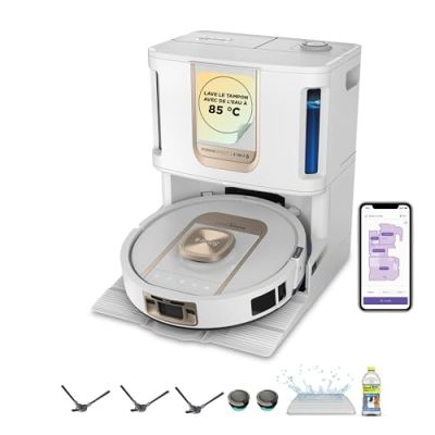 Robot aspirateur laveur SHARK PowerDetect ThermaCharged AV2920XEEUWH - Base NeverTouch Pro - Auto-lavage à 85 °C - 650 W