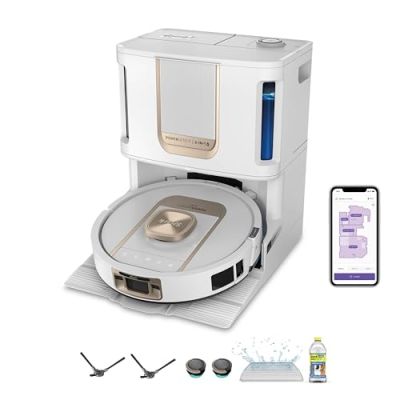 Robot Aspirateur Laveur SHARK PowerDetect ThermaCharged AV2900XEEUWH - Base autovidante - Auto-lavage à 85 °C - 650 W