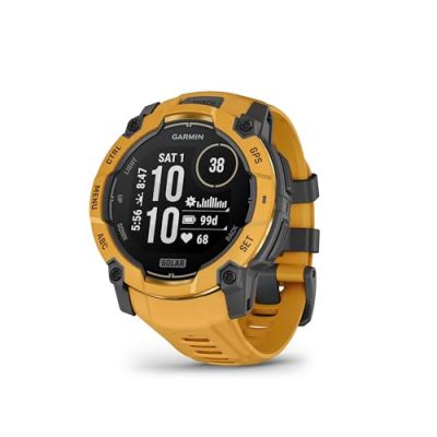Montre GARMIN Instinct 3 Solar 50 mm Jaune dor - Bracelet silicone jaune dor/gris