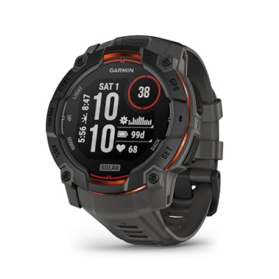 Montre GARMIN Instinct 3 Solar 50mm Noire Bracelet gris charbon