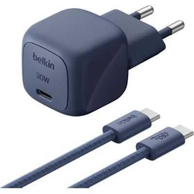 Chargeur Belkin Usb-C 30w + Cable Usb-C 2m Bleu