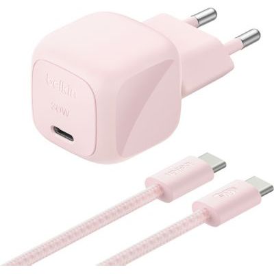 Chargeur Solaire Belkin Usb-C 30w + Cable Usb-C 2m Rose