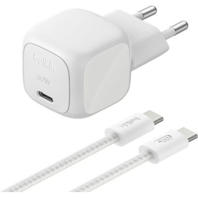 Chargeur Belkin Usb-C 30w + Cable Usb-C 2m Argenté