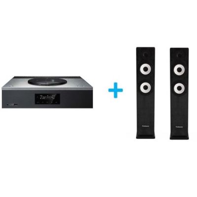 Amplificateur Hi-Fi Technics SA-C600EG-S Argent + une paire d'enceintes colonne Cabasse Jersey MT32/2 Noir Ebène