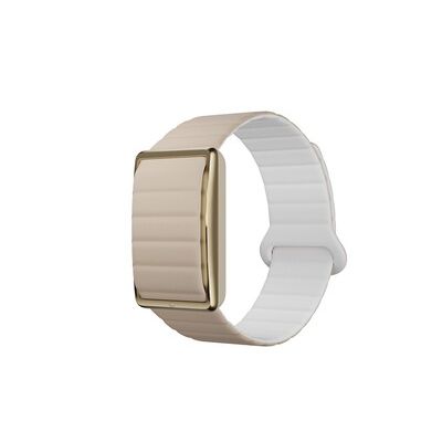 Bracelet connecté en silicone doux POLARavec une fermeture magnétique Blanc et Beige