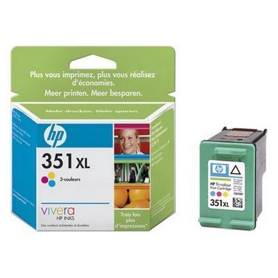 HP 351XL CB338EE haut rendement, cartouche d'encre Authentique, imprimantes HP DeskJet, HP OfficeJet et HP Photosmart, trois couleurs (Cyan, Magenta, Jaune)