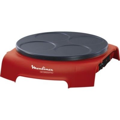 image Moulinex Accessimo Crêpe Party, Crêpier 4 Empreintes, Crêpes Pancakes, Revêtement Antiadhésif, Socle Thermoplastique Isolant, Système de Rangement PY312511