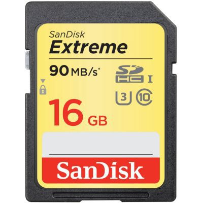 image Sandisk - Cartes Mémoire SDHC Sandisk Extreme 16Go jusqu'à 90Mo/s,