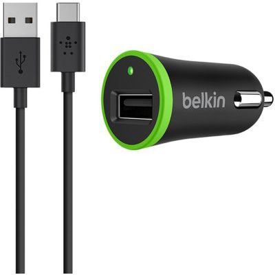 image Belkin - Mini Chargeur Allume-Cigare avec Câbe USB-A vers USB-C -1,2 m - Noir (Compatible Samsung Galaxy S9/S9+/Note 9)