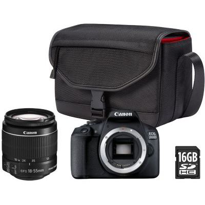 image Canon EOS 2000D BK 18-55 is + SB130 +16GB EU26 Kit d'appareil-Photo SLR 24,1 MP CMOS 6000 x 4000 Pixels Noir - Appareils Photos numériques (24,1 MP, 6000 x 4000 Pixels, CMOS, Full HD, Noir)