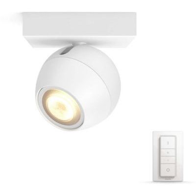 image Philips Luminaire télécommandé Buckram Spot Hue Blanc + télécommande variateur de lumière