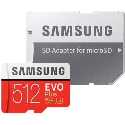 image Samsung Mémoire Mb-Mc512Gaeu Evo Plus de 512 Go Carte Micro SD avec Adaptateur, Rouge/Blanc, 512 Go