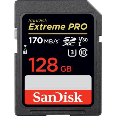 image Carte mémoire SDXC SanDisk Extreme PRO 128 Go Jusqu'à 170 Mo/s, Classe 10, U3, V30, 4K UHD