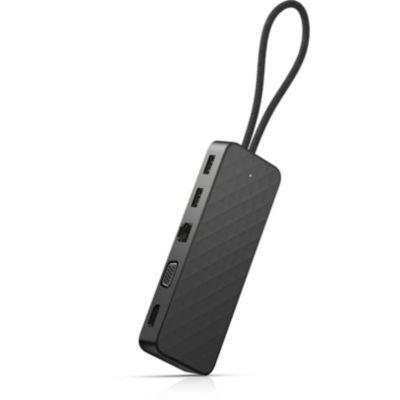 image HP Spectre Réplicateur de Ports USB-C 2SR85AA#ABB (USB 2.0, USB 3.0, Ethernet, VGA, HDMI) - Noir