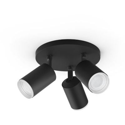 image Philips Hue White & Color Ambiance Spot Fugato x3 rond Noir Compatible Bluetooth, Fonctionne avec Alexa