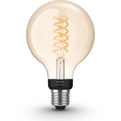 image Philips Hue Ampoule LED Connectée White Filament E27 Forme Globe, Compatible Bluetooth 7 W, Fonctionne avec Alexa