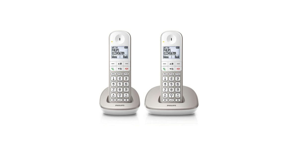 PHILIPS DECT Téléphone XL Duo sans Répondeur XL4902S/34 Argent 
