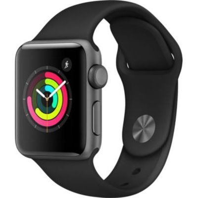 image Apple Watch Series 3 (GPS) boîtier en aluminium gris sidéral de 38 mm avec Bracelet Sport noir