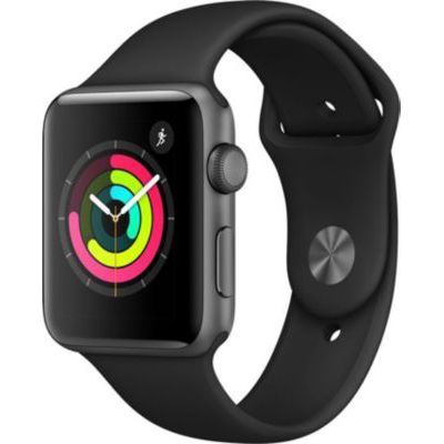 image Apple Watch Series 3 (GPS) boîtier en aluminium gris sidéral de 42 mm avec Bracelet Sport noir