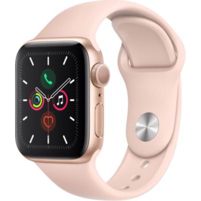 image Apple Watch Series 5 (GPS, 40 mm) Boîtier en Aluminium Or - Bracelet Sport Rose des Sables