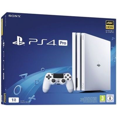 image Sony PlayStation 4 Pro 1 To, 1 Manette sans fil DUALSHOCK 4, Châssis G, Blanc (Glacier)